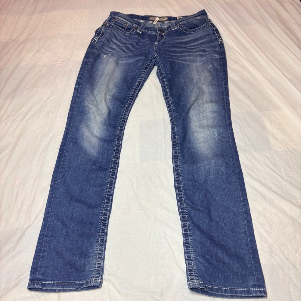 BKE Payton Skinny Jeans Womens 29L Medium Wash Contrast Stitch Low Rise Blue